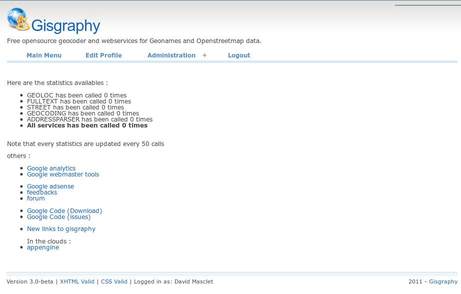 Screenshot stats gisgraphy